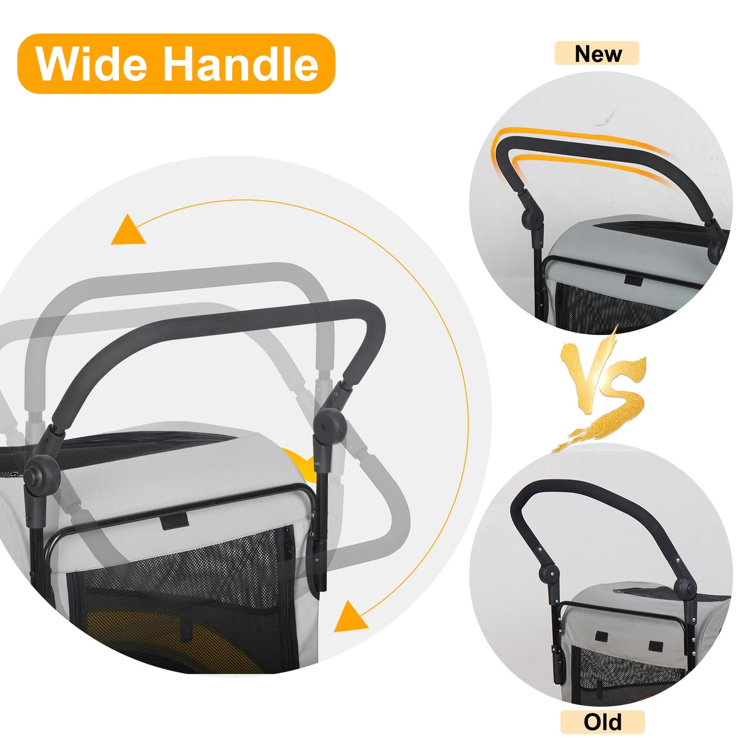 Dog Stroller For Dogs Foldable Pet Carrier With Zipper Divider
