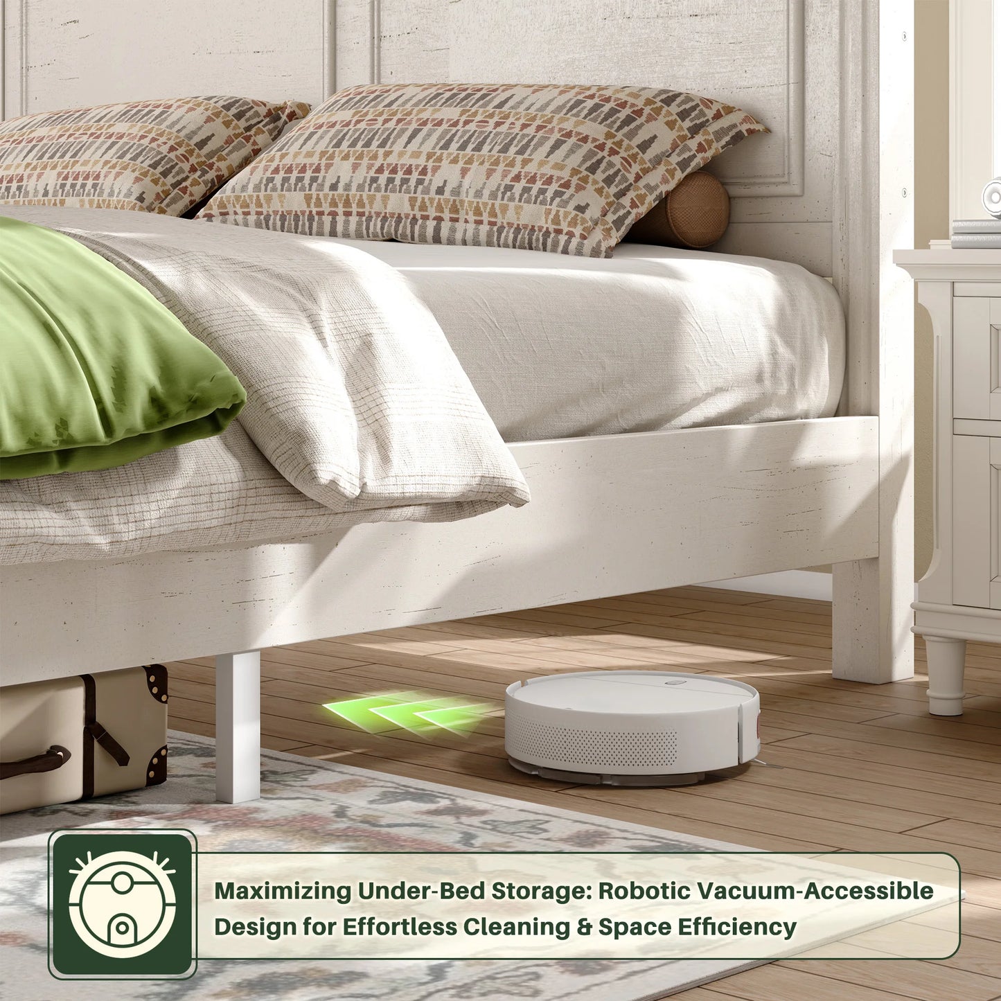 EnHomee Tall Headboard Platform Bed Frame For Contemporary Bedrooms