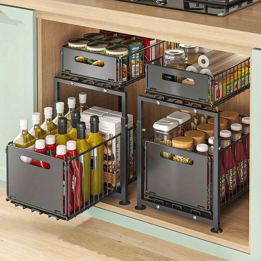 AEHOME 2 Tier Slide Out Cabinet Organizer Heavy Duty