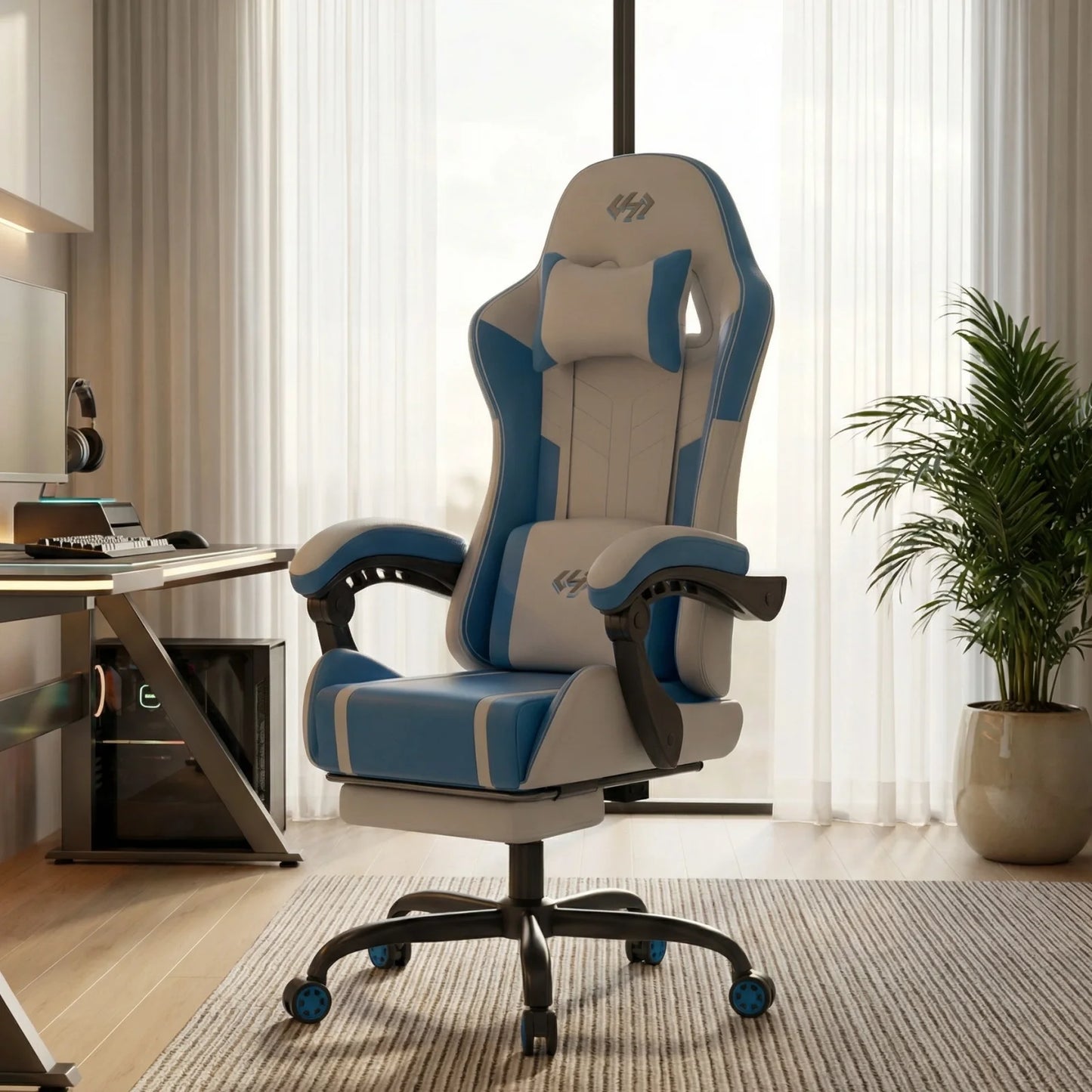 FRODROVIA Ergonomic Gaming Chair With Lumbar Massage And Footrest