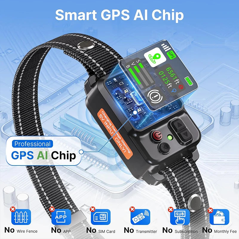 Petedu Pet GPS Wireless Fence and Barking Stopper Training Collar