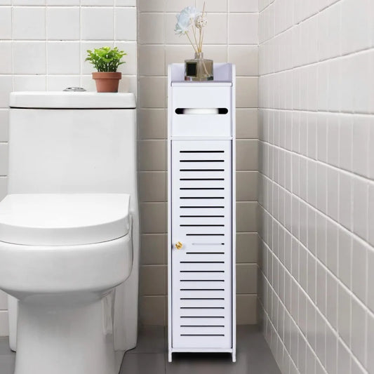 XIUWO Slim Corner Bathroom Storage Cabinet With Door
