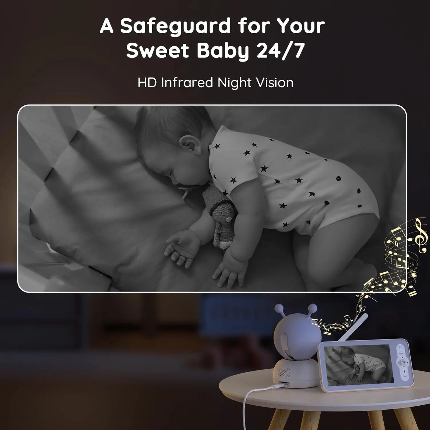 Boifun 2K 5-Inch Screen Wifi Baby Monitor With Night Vision