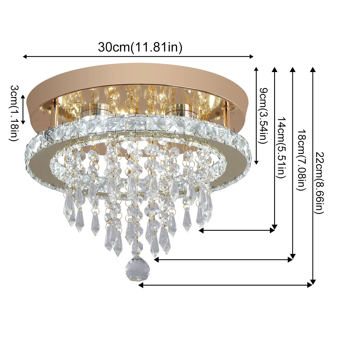 GreeLustr Modern Luxury Crystal Chandelier Led Ceiling Light