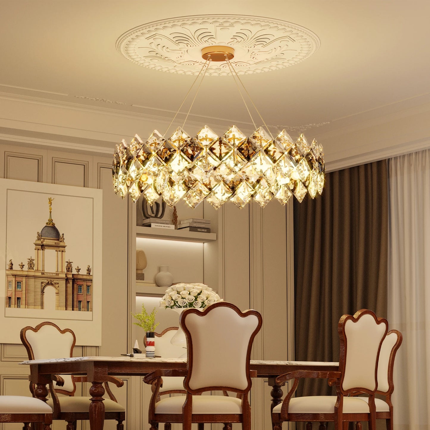 Crystal Chandelier Pendant Light For Living Room Ceiling Bulbs Included