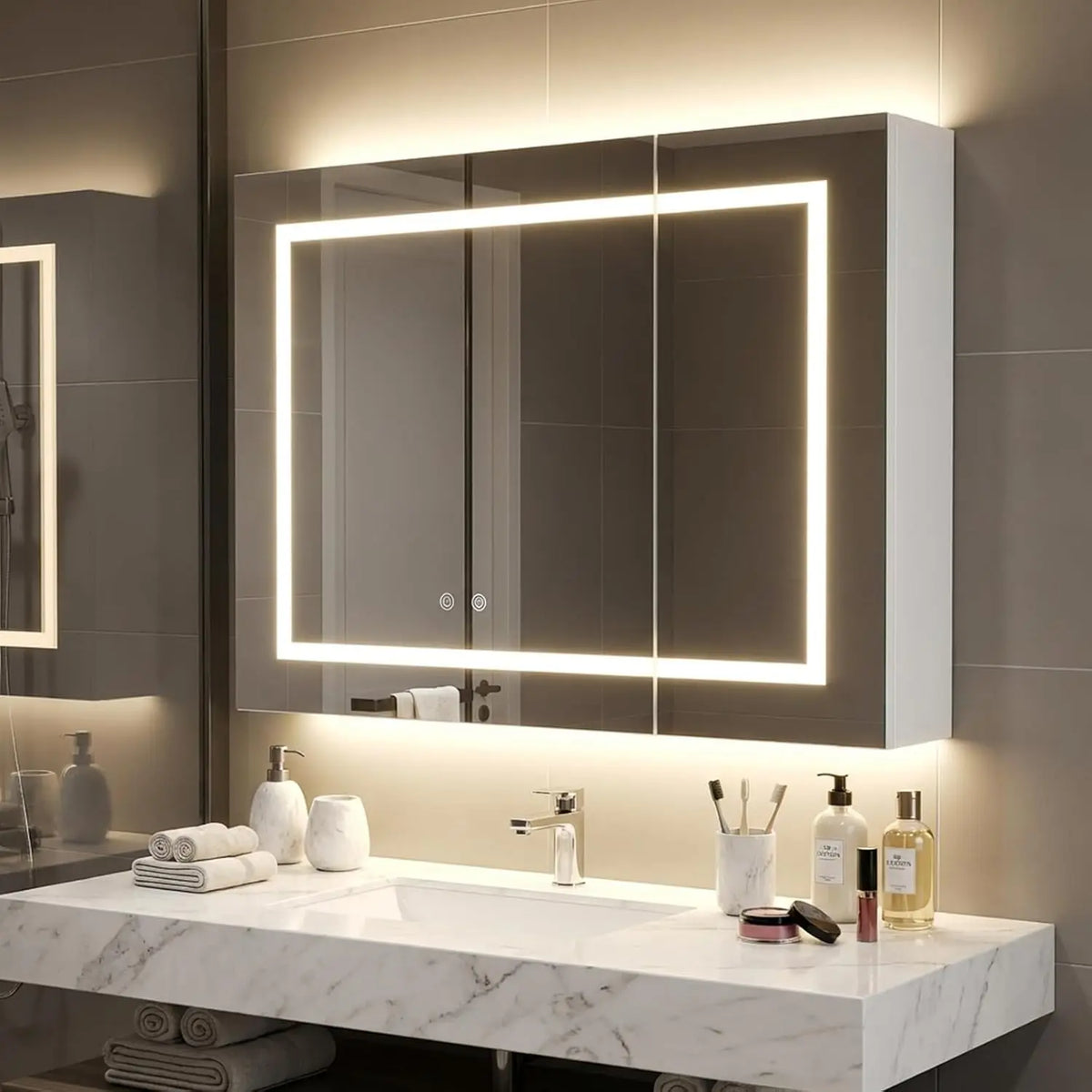 Antifog Wall Mounted Bathroom Led Medicine Cabinet Mirror Storage Shelves