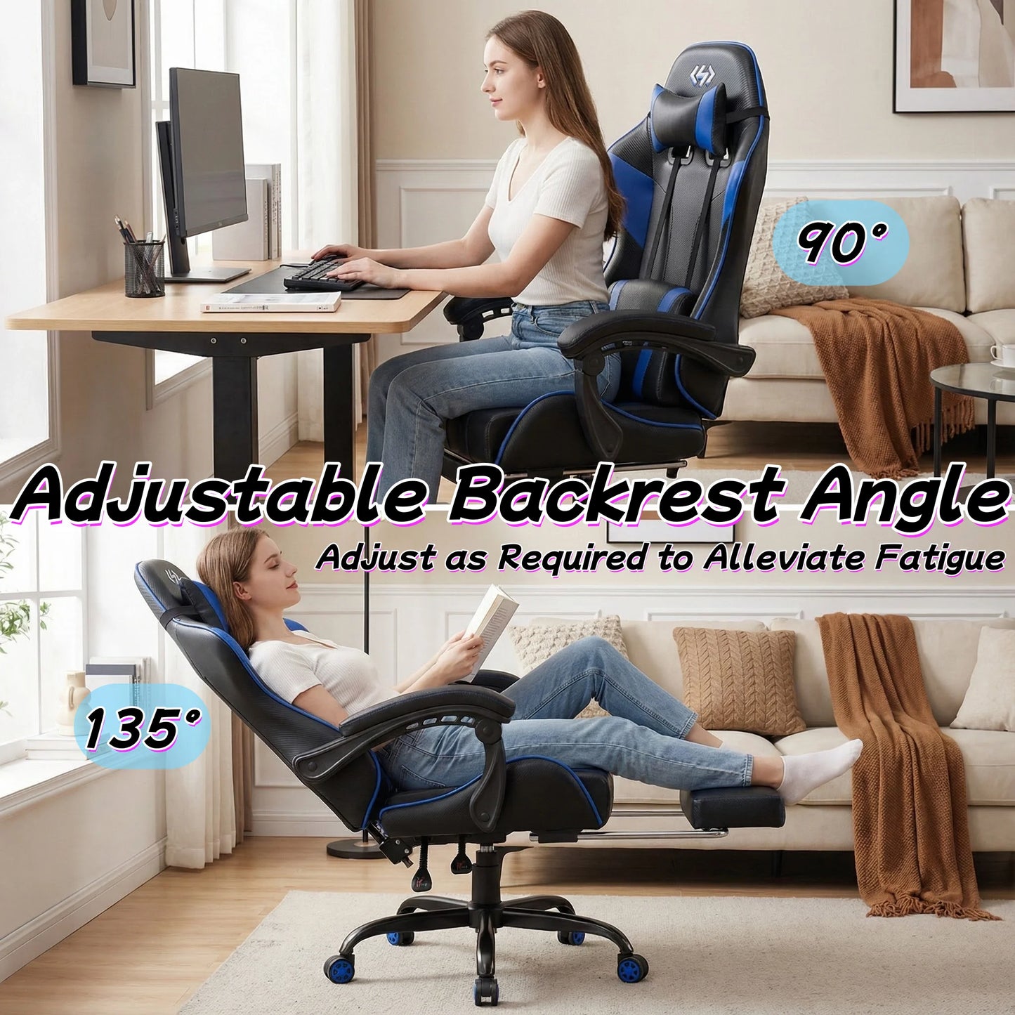 FRODROVIA Ergonomic Gaming Chair With Lumbar Massage And Footrest