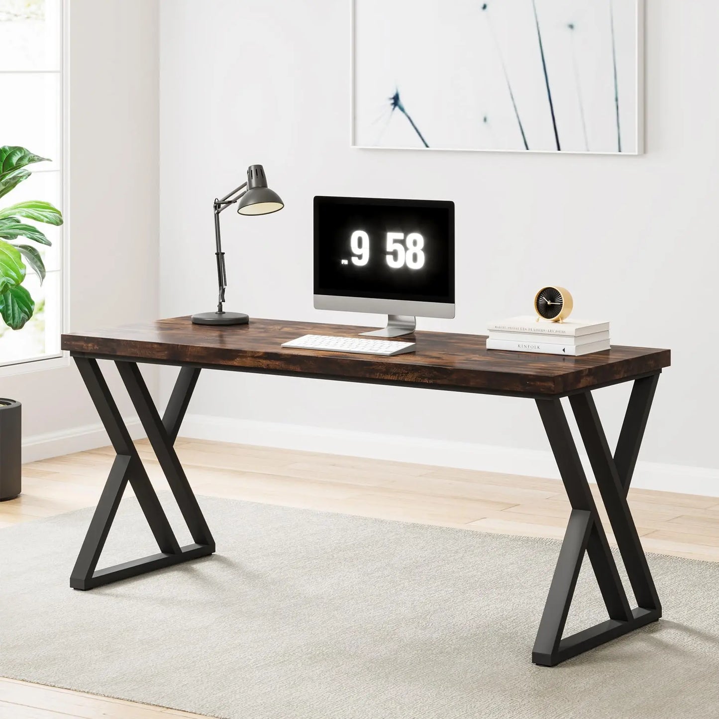 Tribesigns Computer Desk With Z Shaped Metal Leg Home Office
