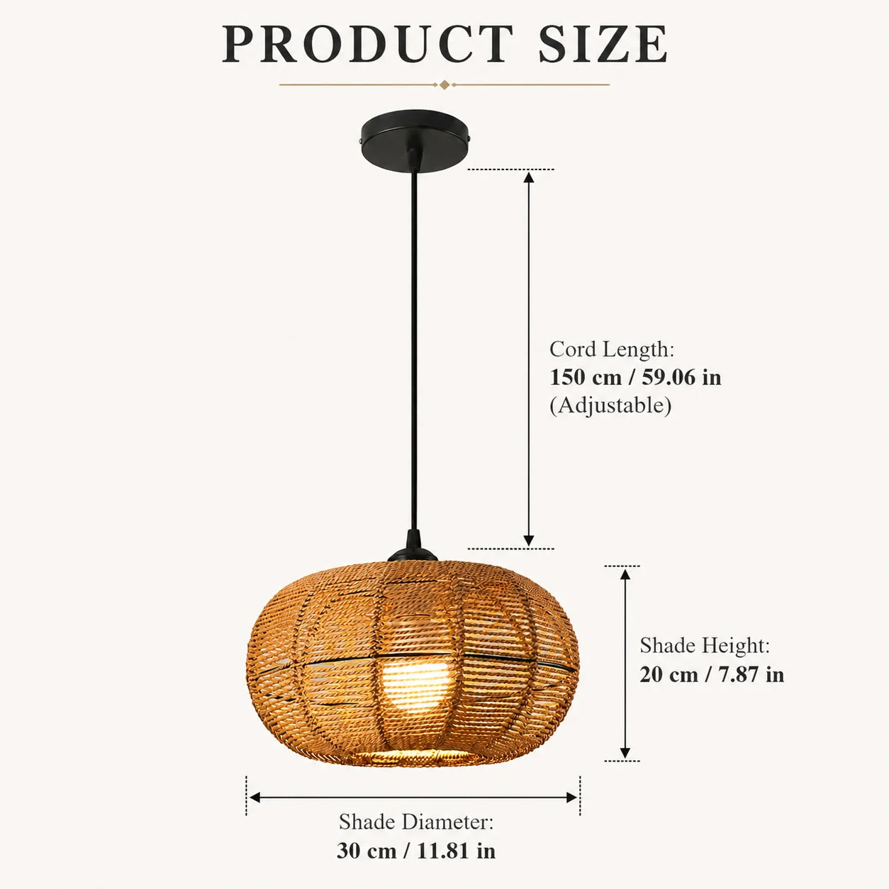 Joyinled Paper Rope Pendant Light With Adjustable Cord