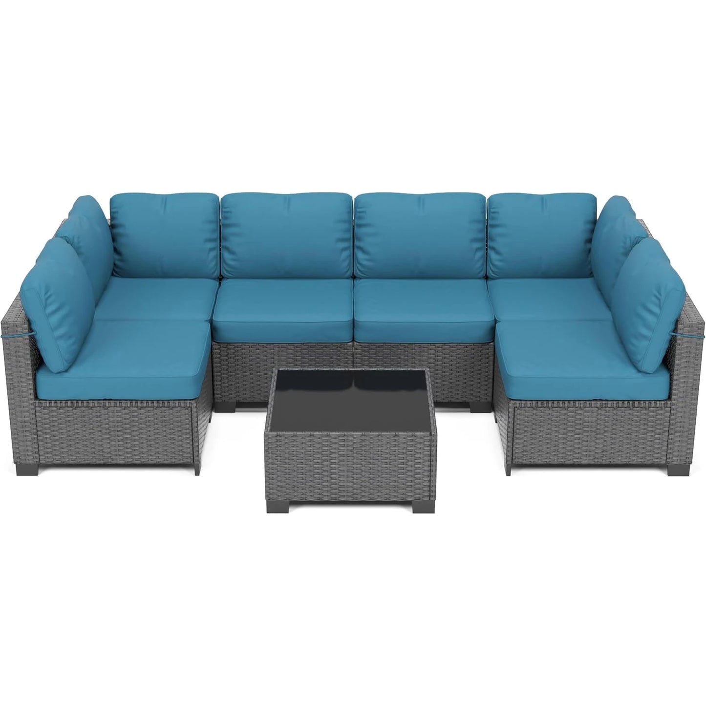 HobbyLane 7 Piece Modular Outdoor Furniture Set Rattan Wicker Garden