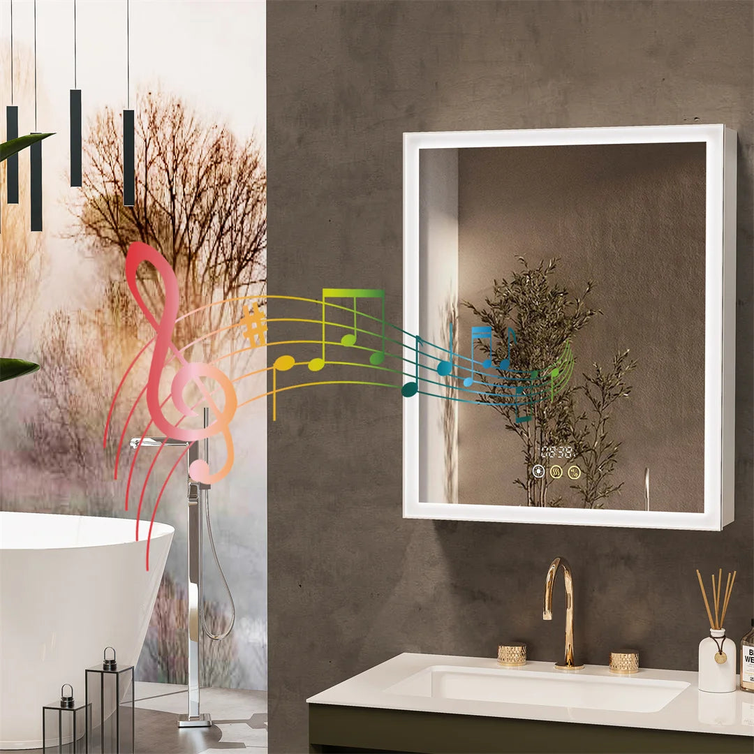 Luvodi Wall Mounted Led Bathroom Cabinet With Bluetooth Speaker Demirror