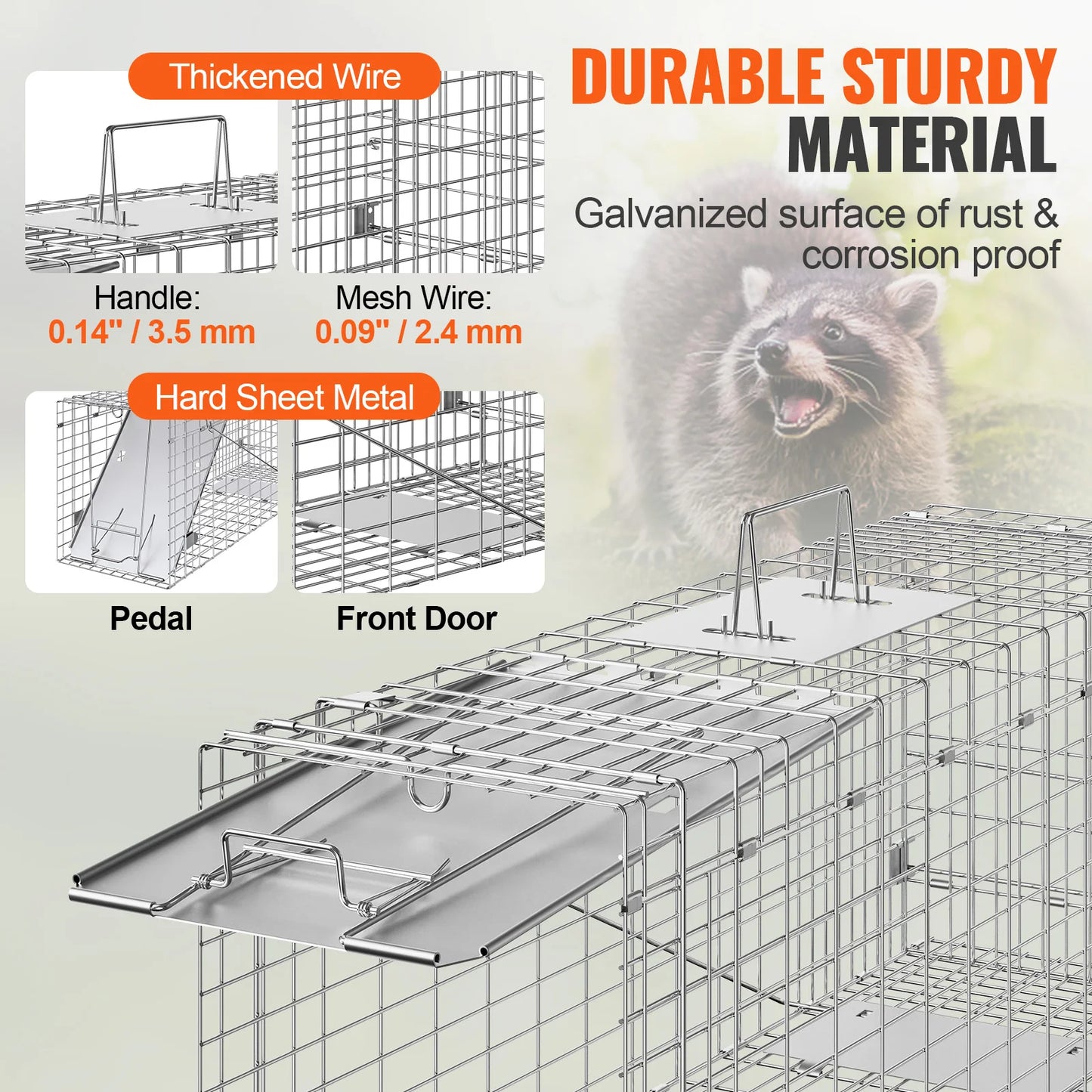 SucceBuy Humane Live Animal Cat Trap With Foldable Iron Cage