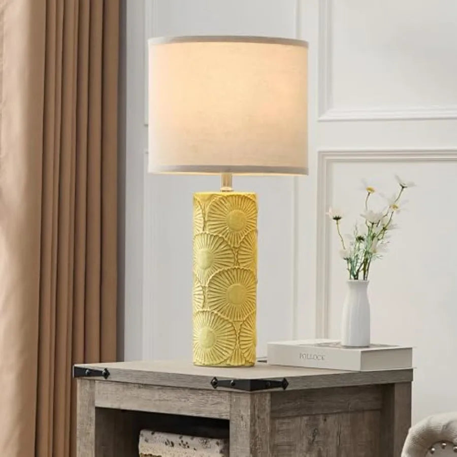 Solar Ceramic Table Lamps Set Featuring Botanical Design For Home