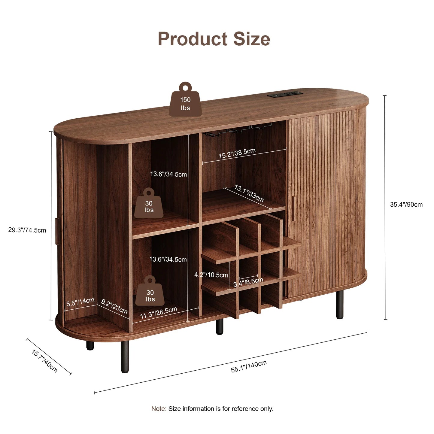 Wine Bar Cabinet With LED Lighting And Glass Holder