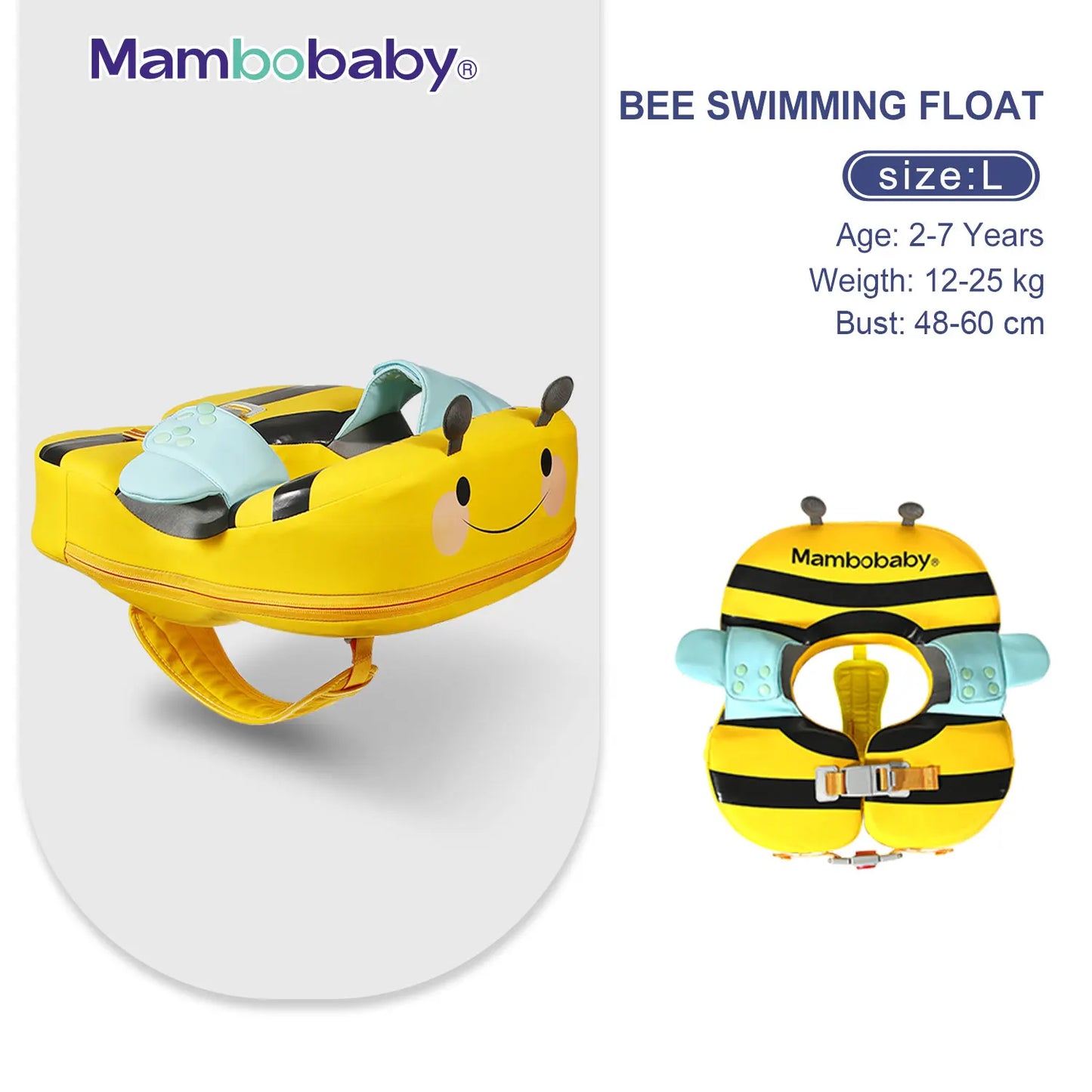 Mambobaby Baby Float With Sunshade And Crotch Strap Inflation Free Core