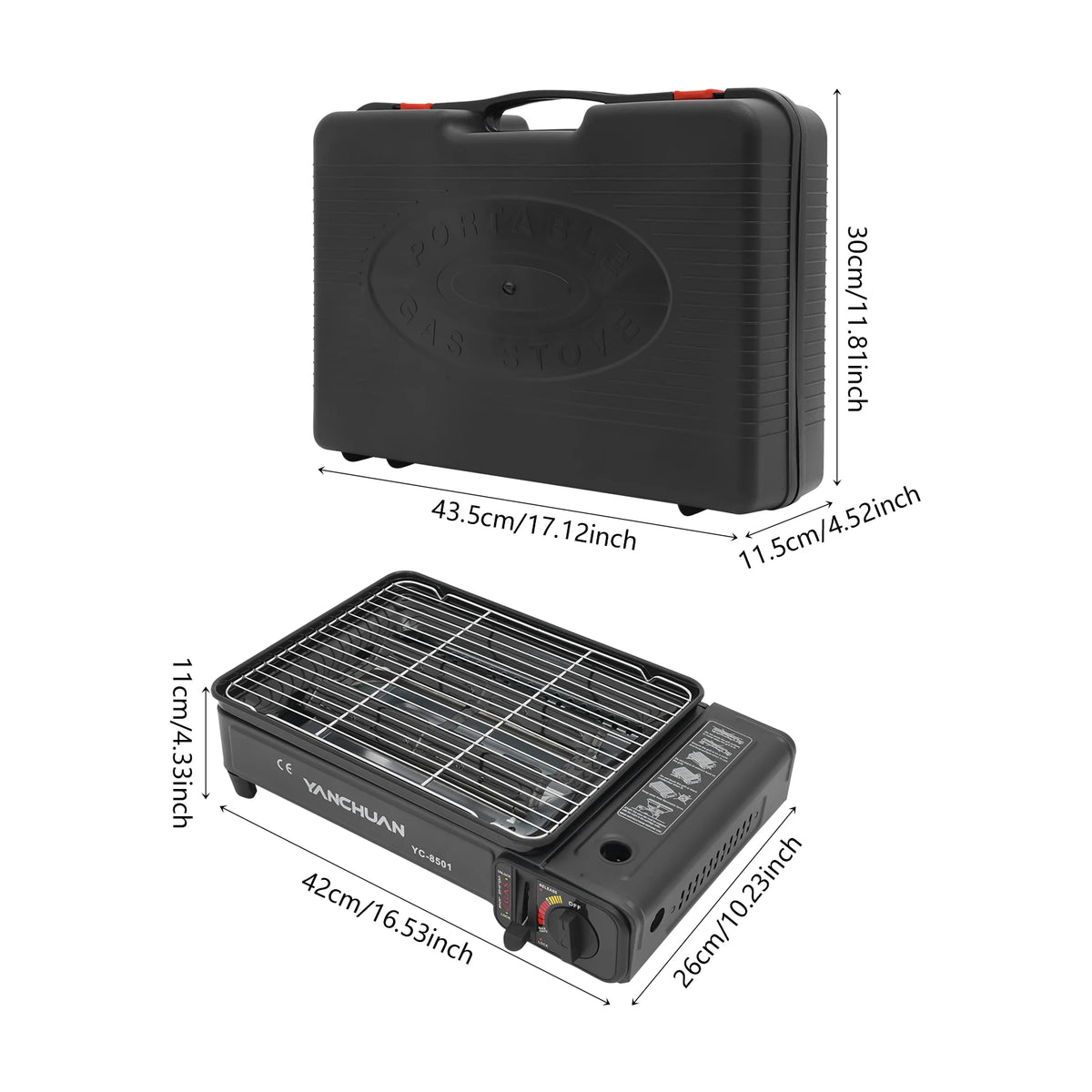 Portable Butane Gas Camping Grill Stove With Piezoelectric Ignition