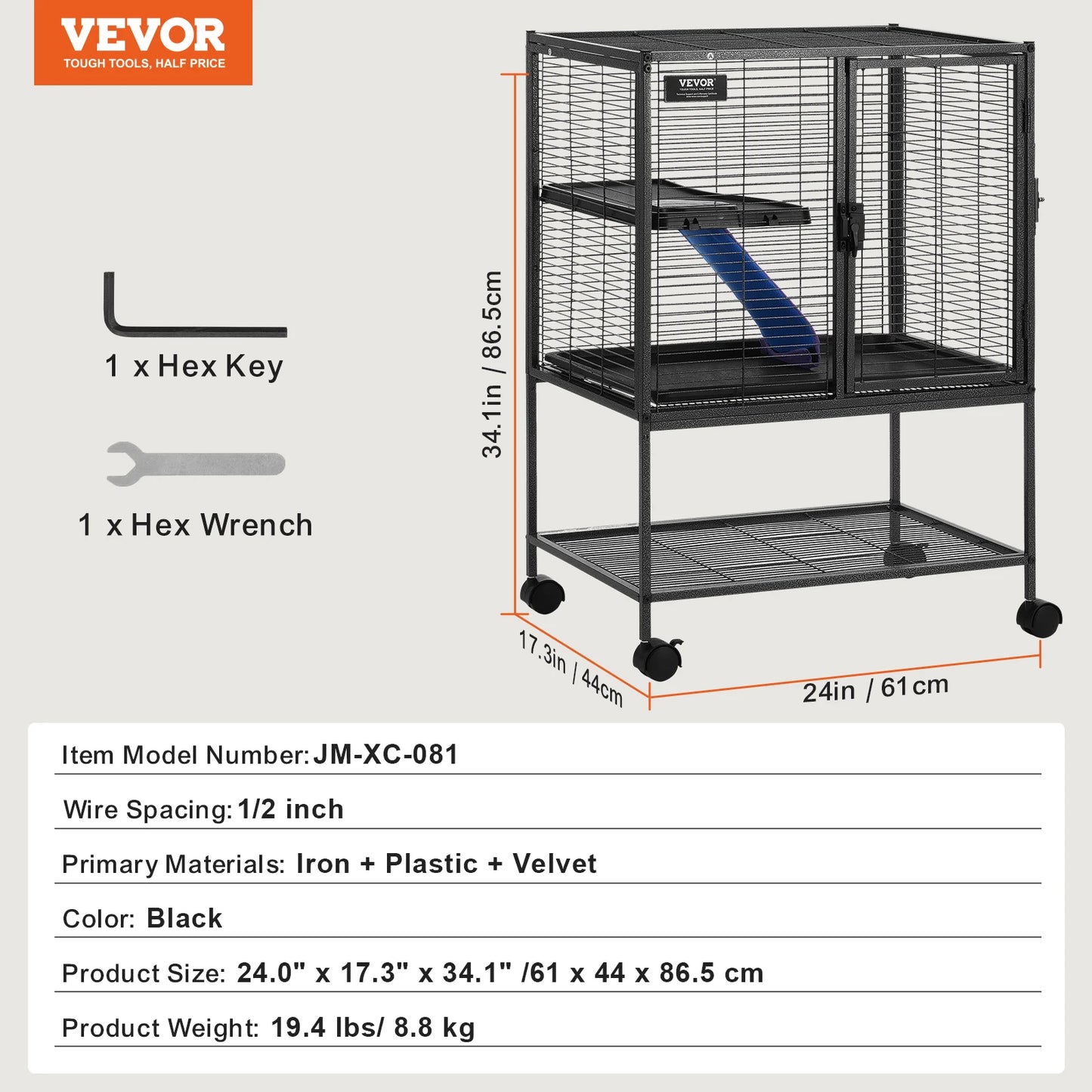 SucceBuy Rolling Four Tier Metal Small Animal Cage
