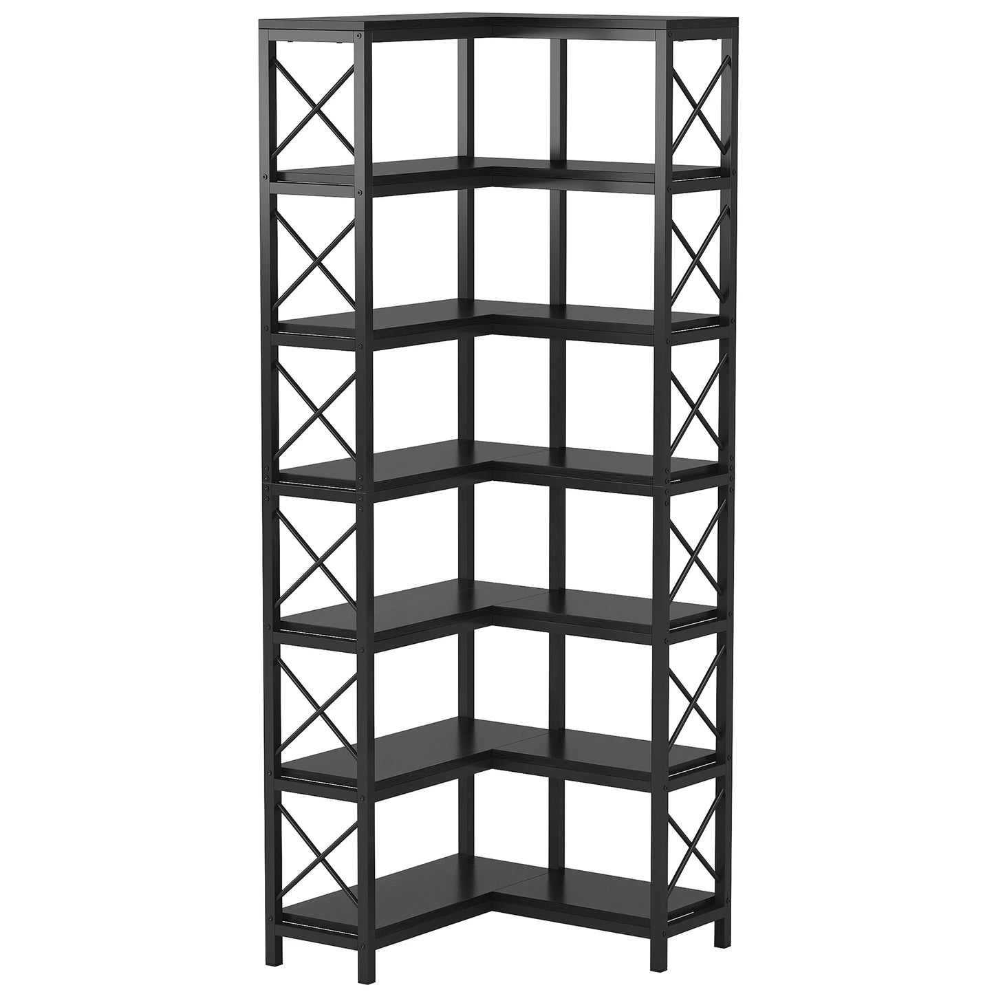 Tribesigns 7 Tier Corner Bookshelf With Metal Frame