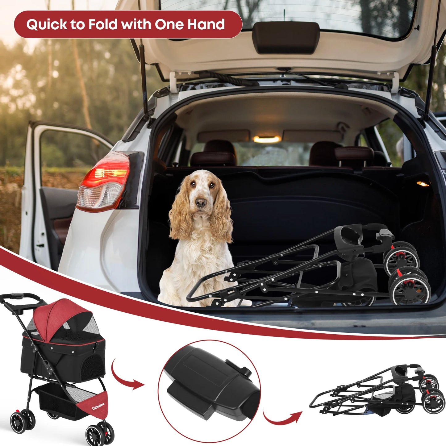 CHIHUAHUA Pet Stroller for Small to Medium Cats and Dogs