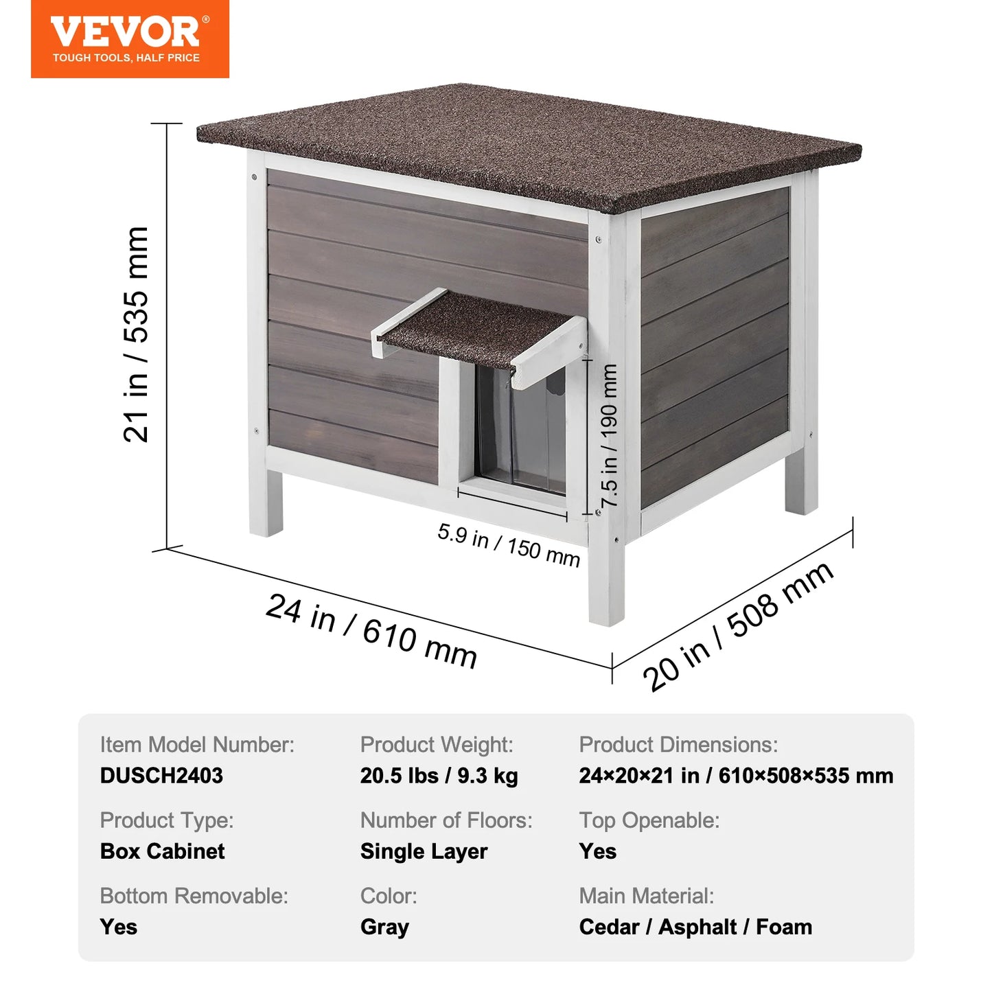 SucceBuy Outdoor Cat House Weatherproof Feral Shelter Insulated Wooden