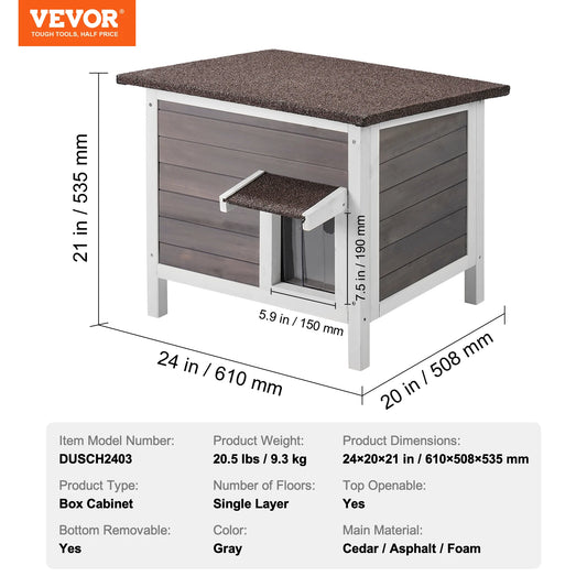 SucceBuy Outdoor Cat House Weatherproof Feral Shelter Insulated Wooden