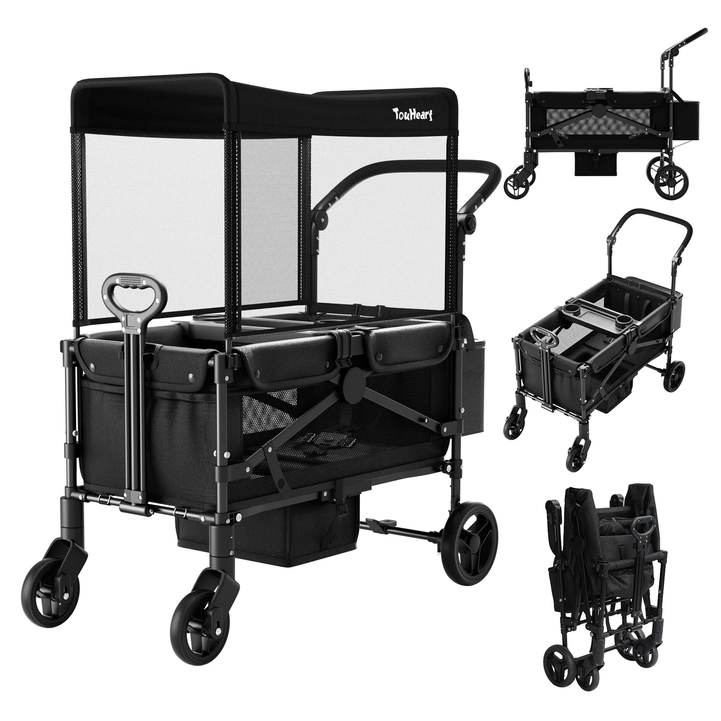 TouHeart 2 Seat Wagon Stroller All Terrain Foldable With Canopy