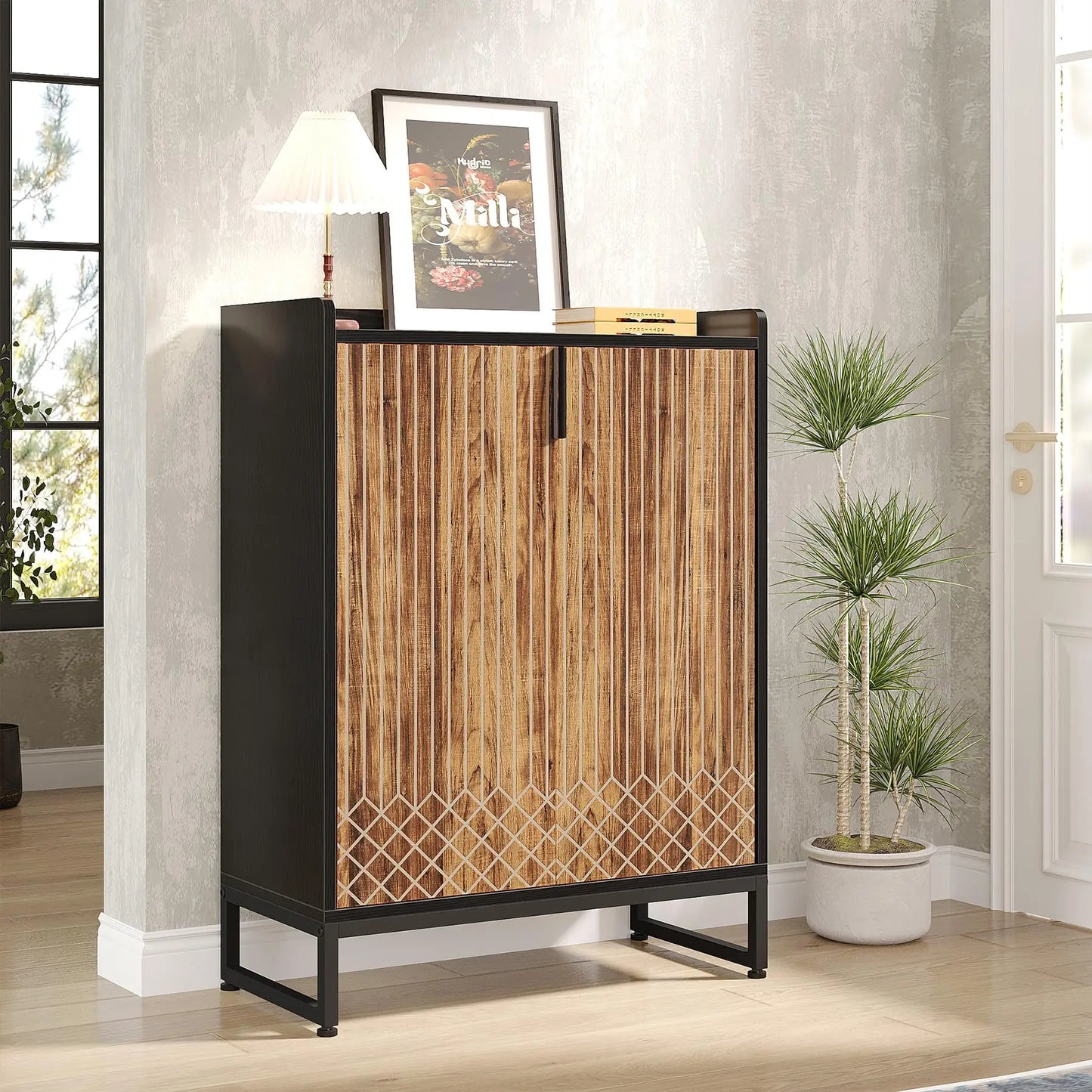Tribesigns Wooden 5-Tier Shoe Cabinet With Doors For Bedroom