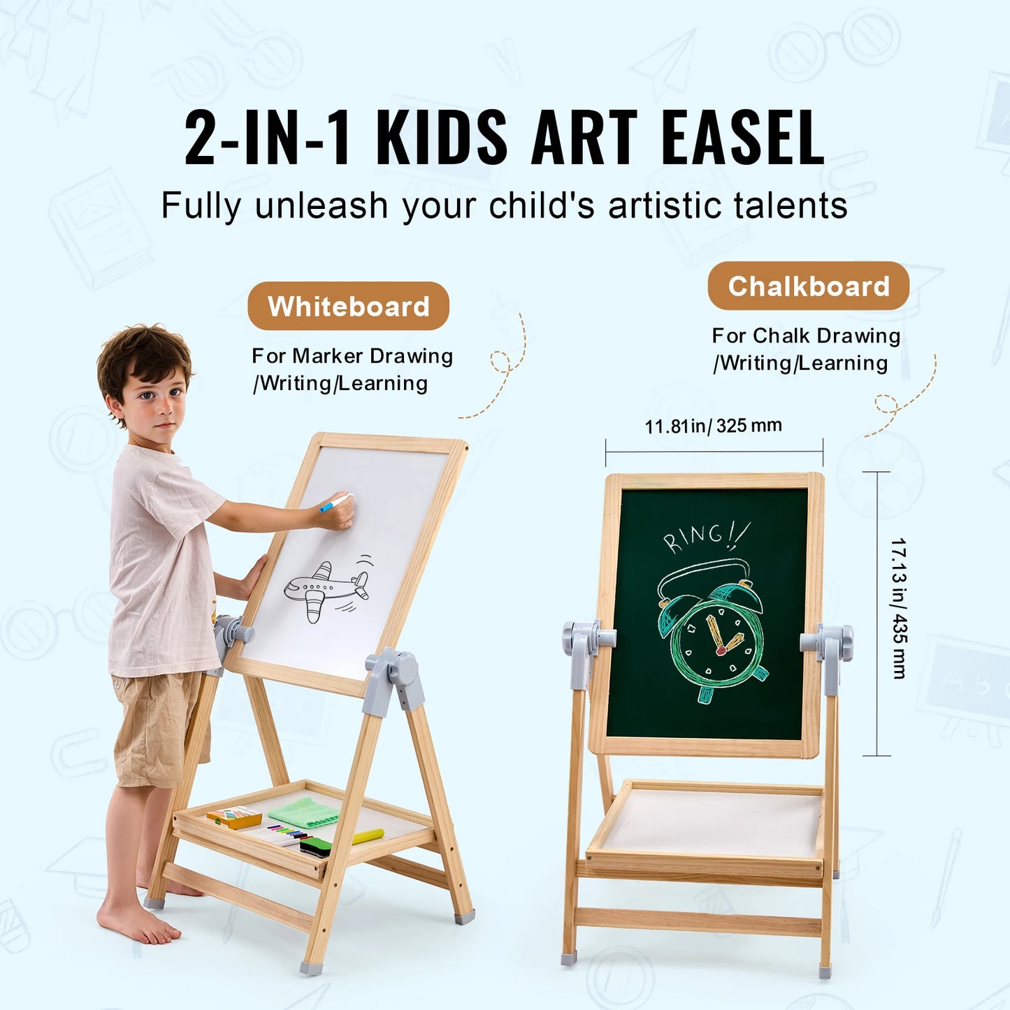 SucceBuy Magnetic Drawing Board Easel For Kids With Art Accessories