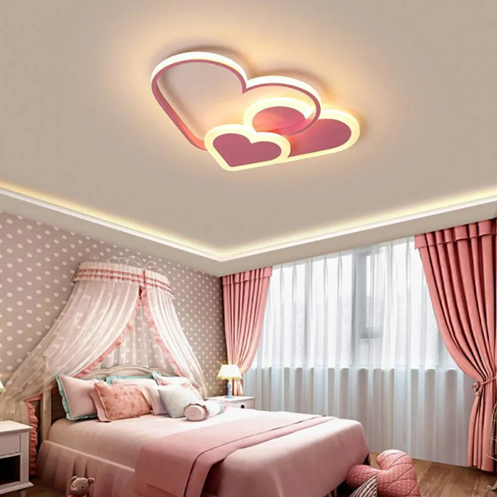 Heart Shaped LED Ceiling Lamp With Dimmable Remote Control