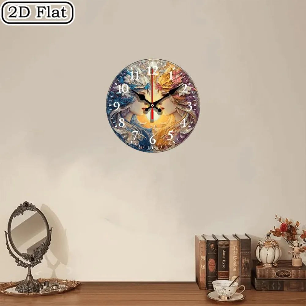YTYIN Moon And Sun Goddess Round Battery Powered Clock