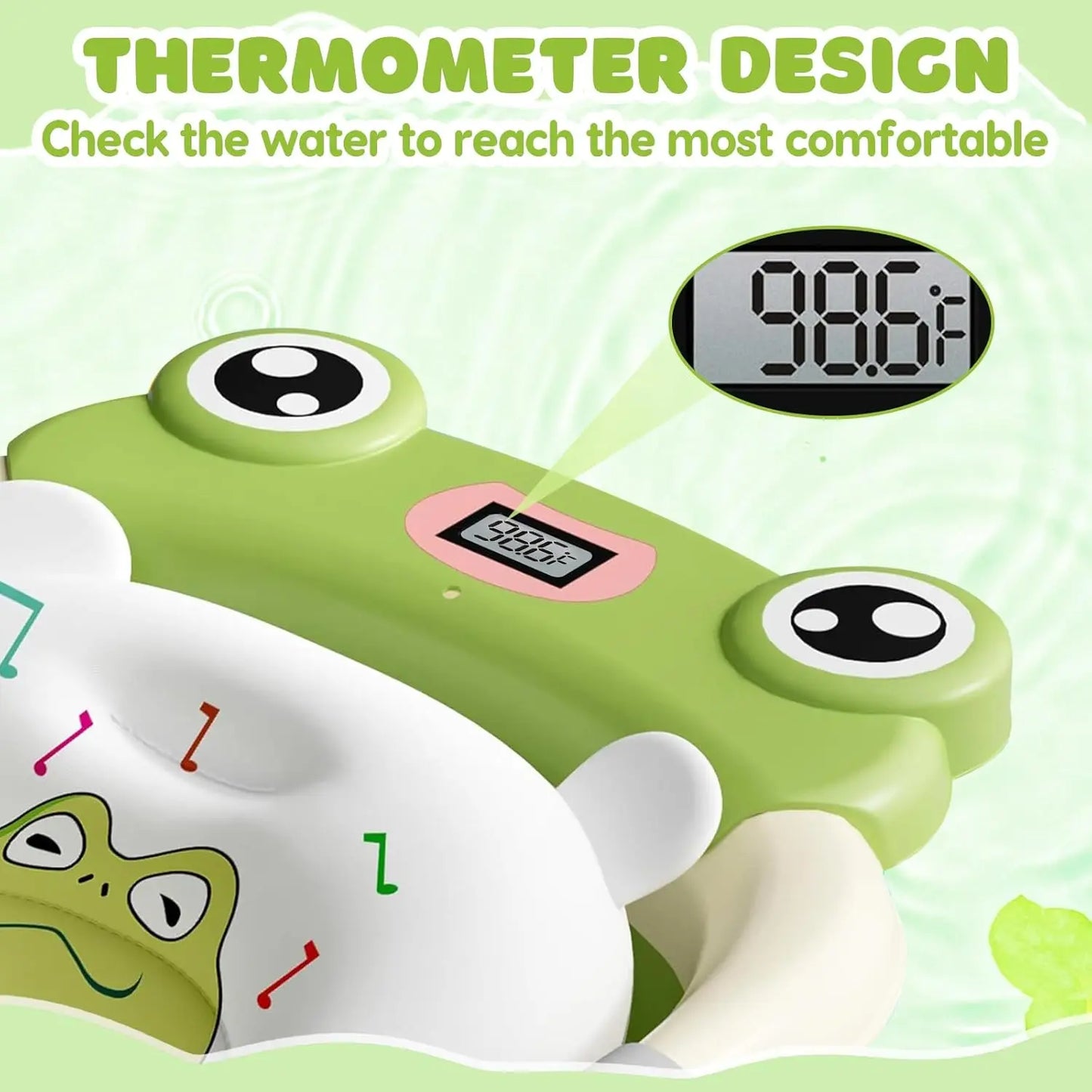 Baby Foldable Bath Tub With Thermometer Cushion Cap Brush