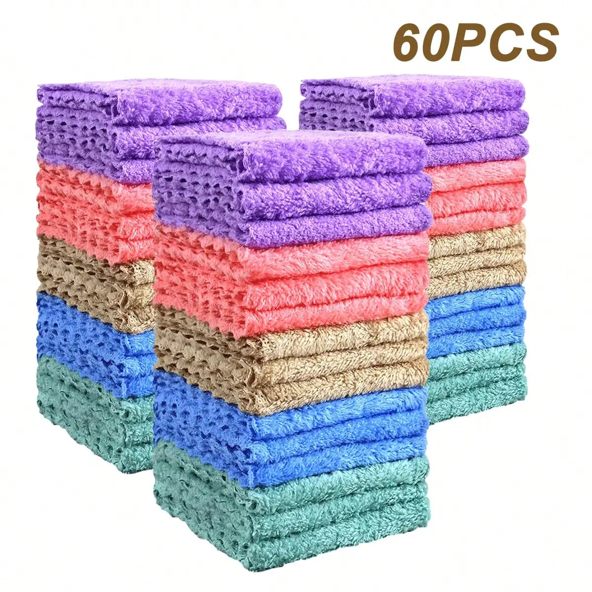 Soft Absorbent Washcloths Set 20 40 60 100 Pcs Polyester Nylon