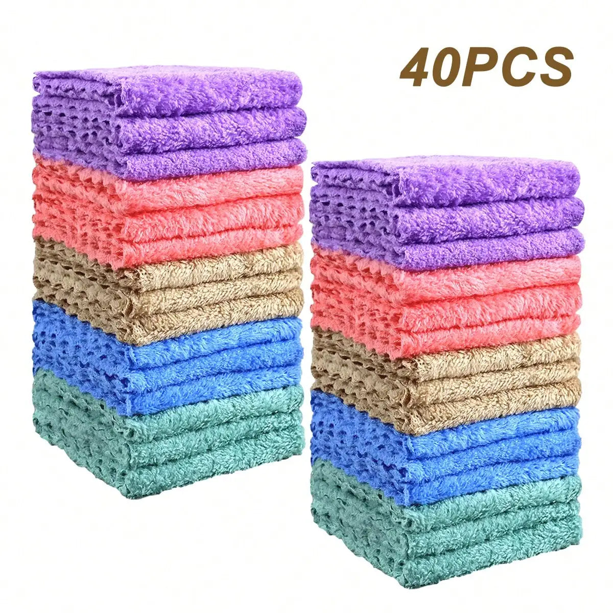 Soft Absorbent Washcloths Set 20 40 60 100 Pcs Polyester Nylon