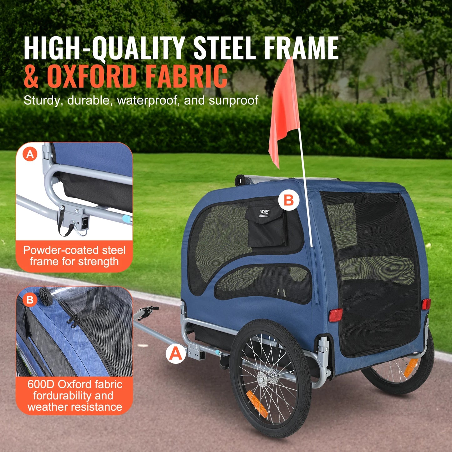 SucceBuy Pet Cart Dog Bike Trailer With Coupler And Reflectors