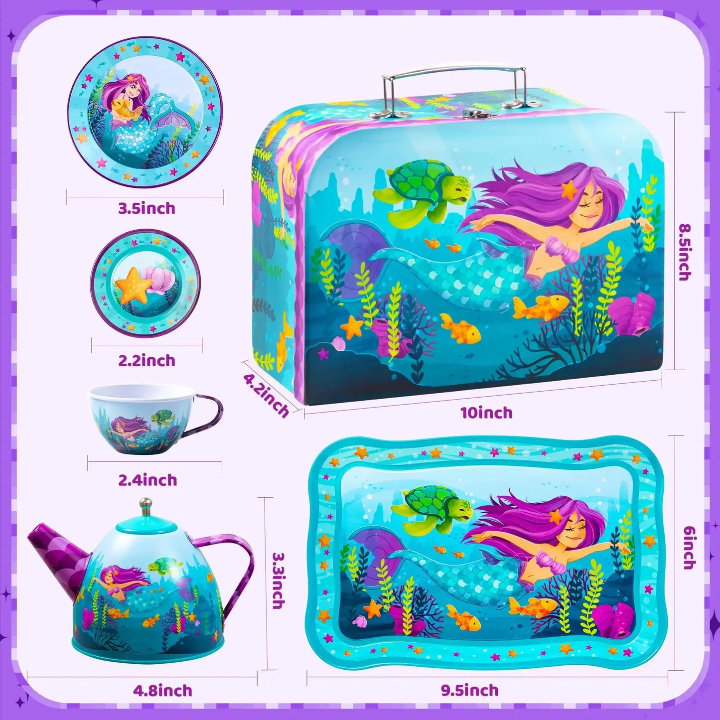 Joyfy Mermaid Tea Party Set for Girls Pretend Kitchen Play
