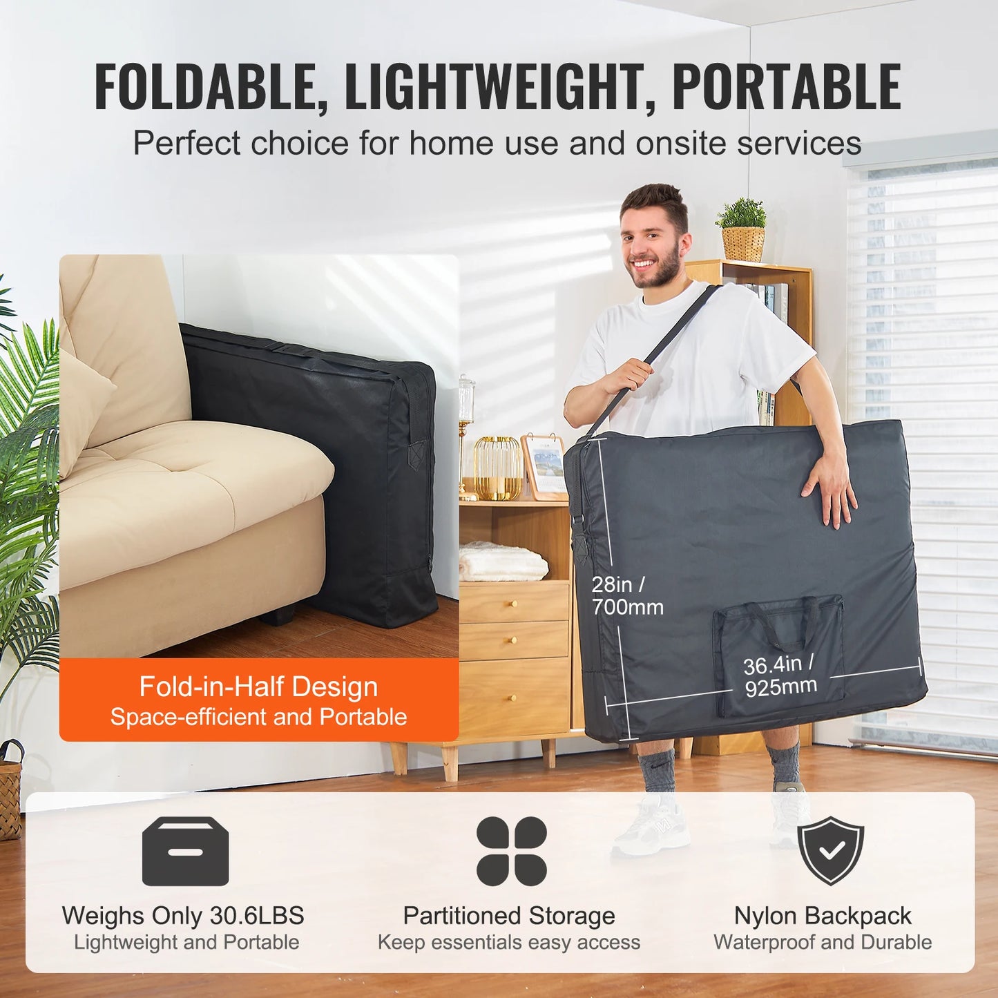 Portable Folding Massage Table Adjustable Therapy Bed For Spa Salon
