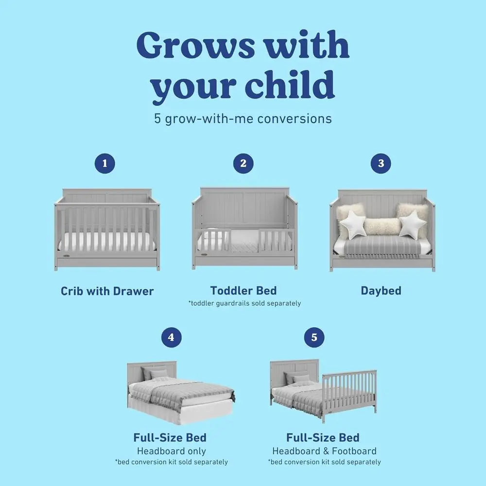 UKMJ 5 In 1 Convertible Crib GREENGUARD Gold Certified