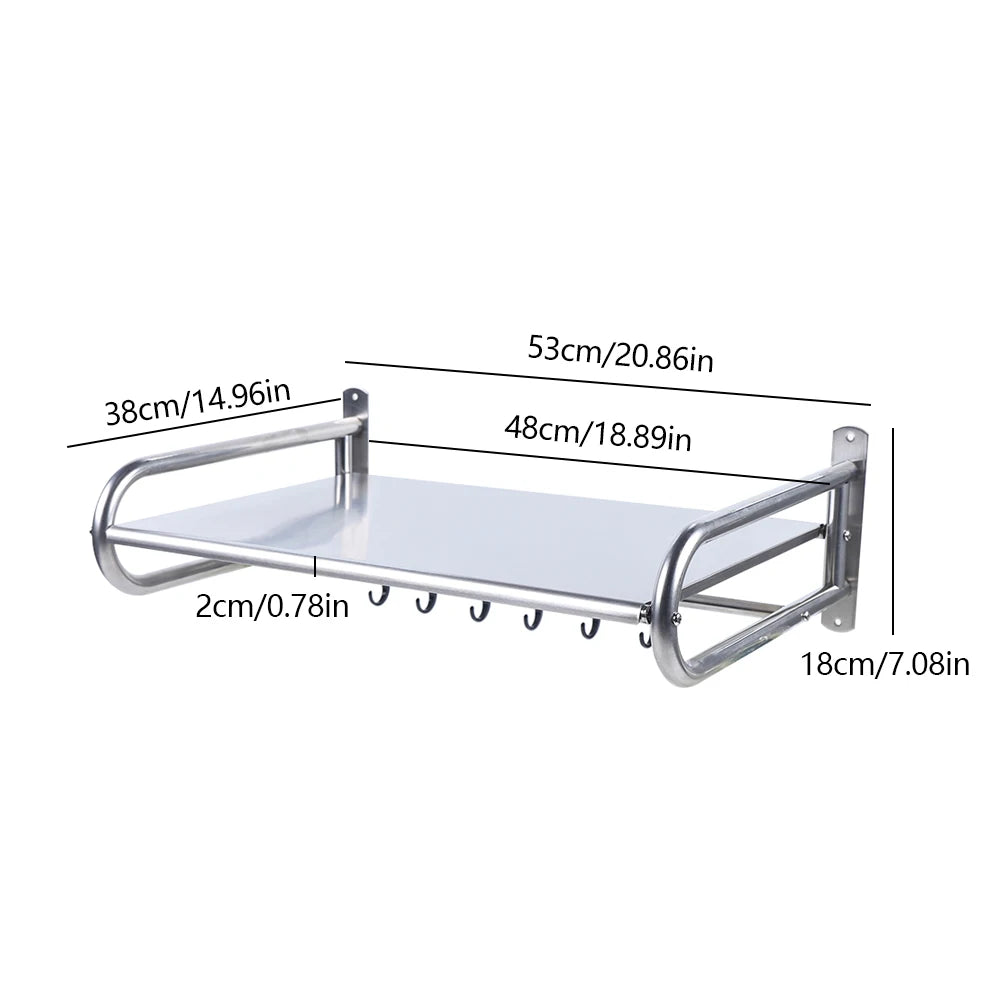 Stainless Steel Wall Mount Microwave Oven Rack Kitchen Shelf