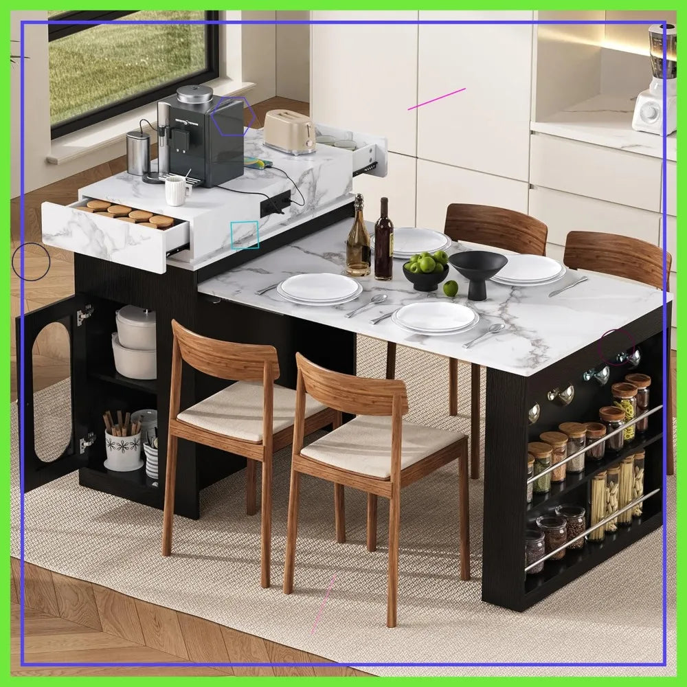 Extendable Dining Table With Folding Top And Power Outlet