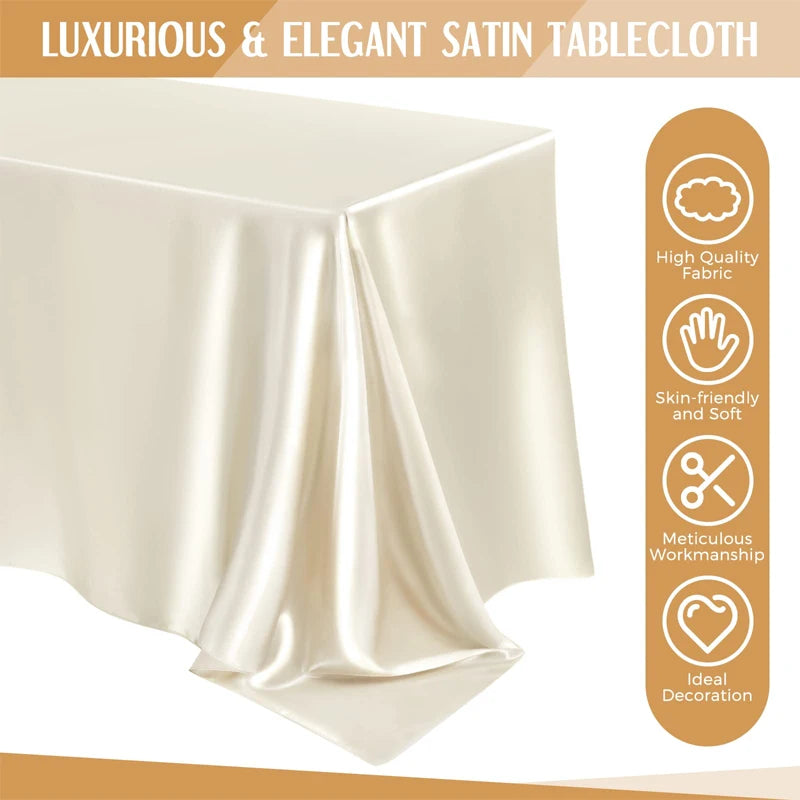 Rectangle Wedding Satin Tablecloth Waterproof Polyester