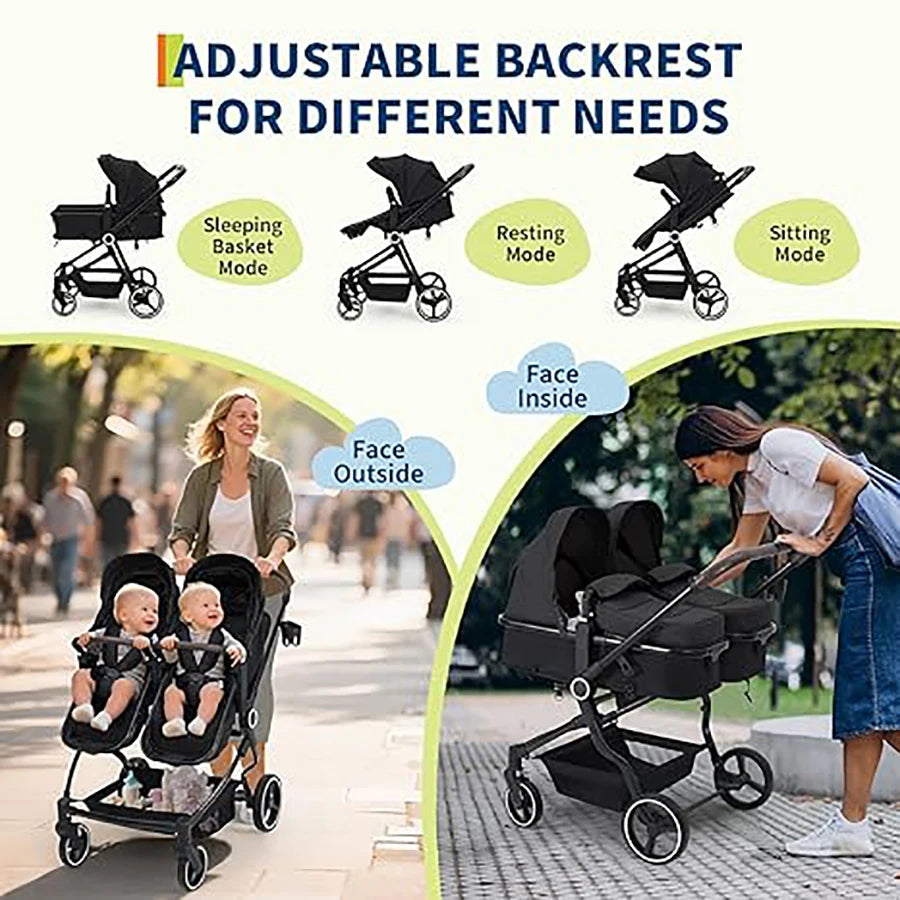 Twin Stroller For Newborn And Toddler Lightweight Tandem Fold