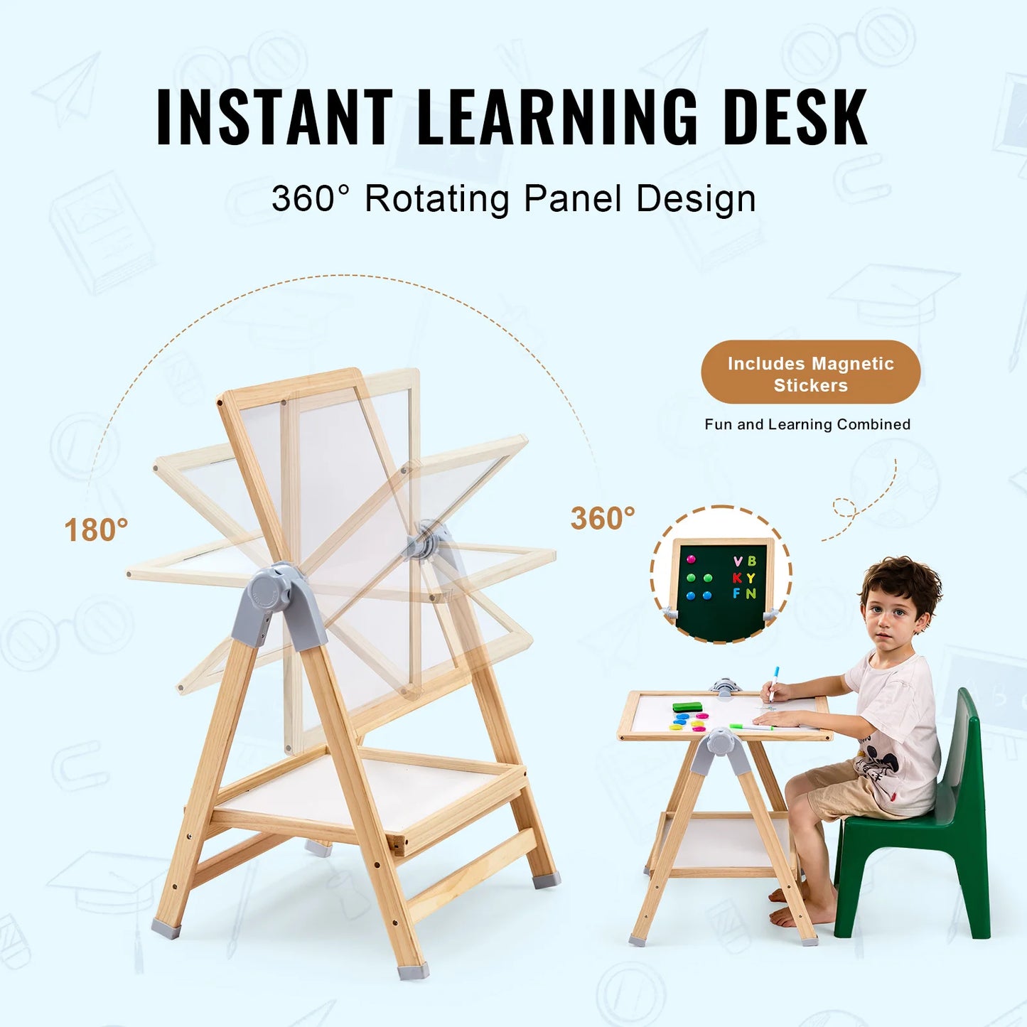 SucceBuy Magnetic Drawing Board Easel For Kids With Art Accessories