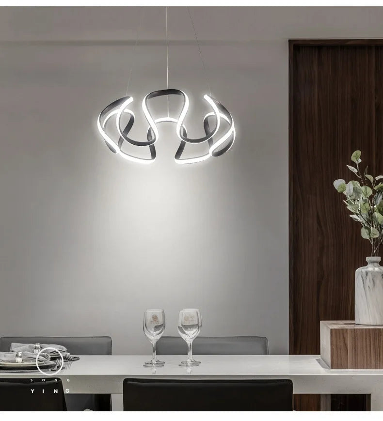 VETRULUS Modern Pendant Light Nordic Twisted LED Chandelier Ceiling Lamp
