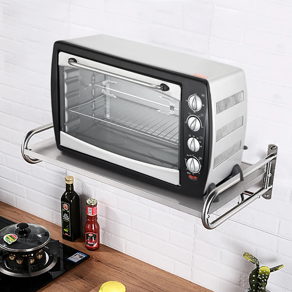 Stainless Steel Wall Mount Microwave Oven Rack Kitchen Shelf