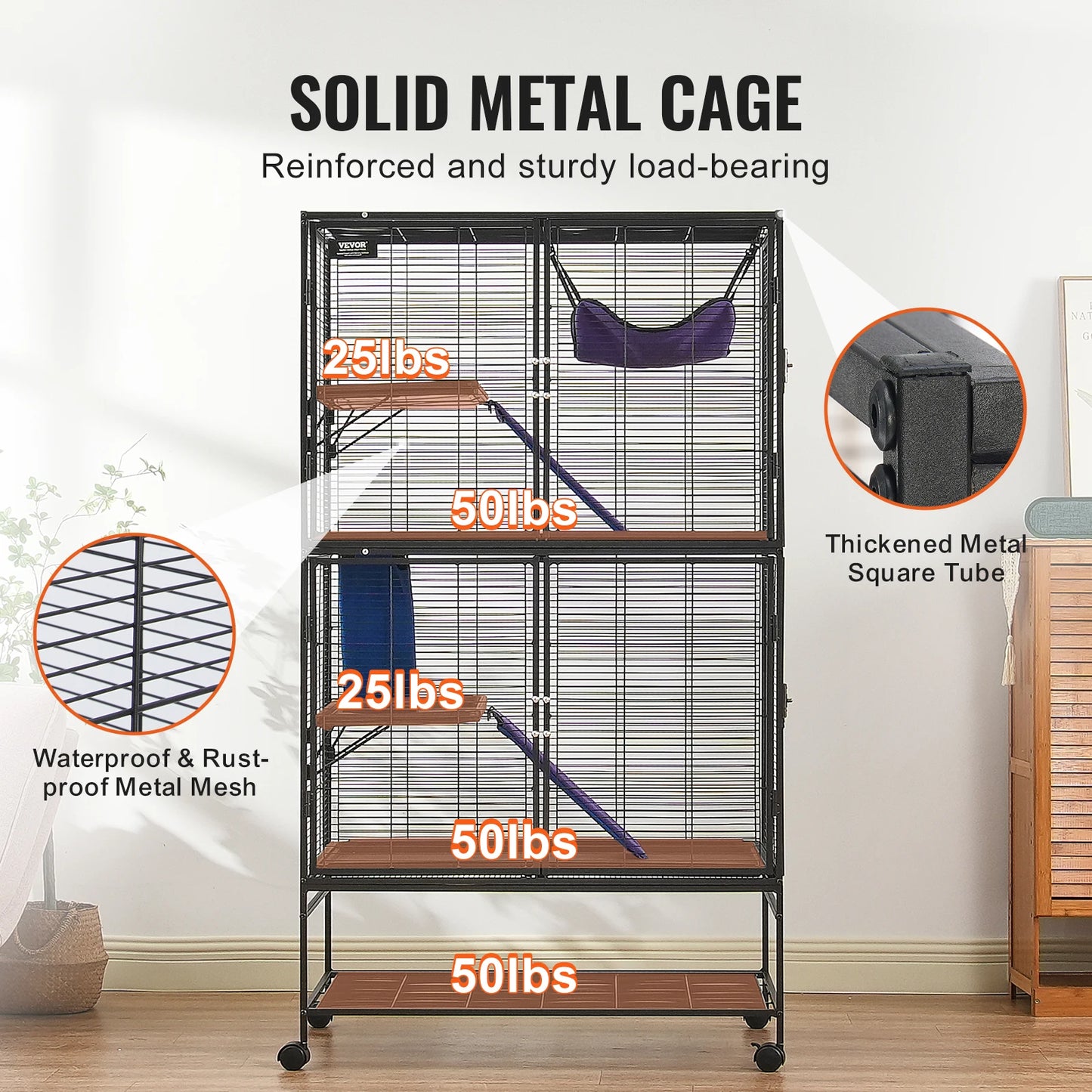 SucceBuy Rolling Four Tier Metal Small Animal Cage