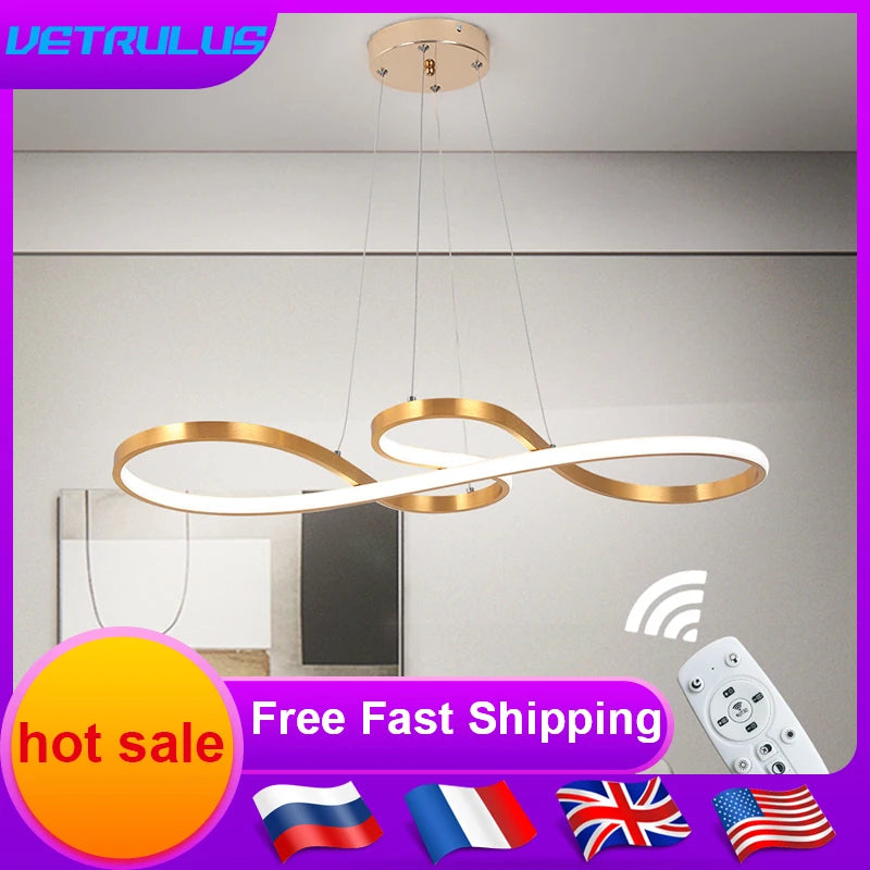 VETRULUS Modern Acrylic Led Pendant Chandelier Ceiling Light