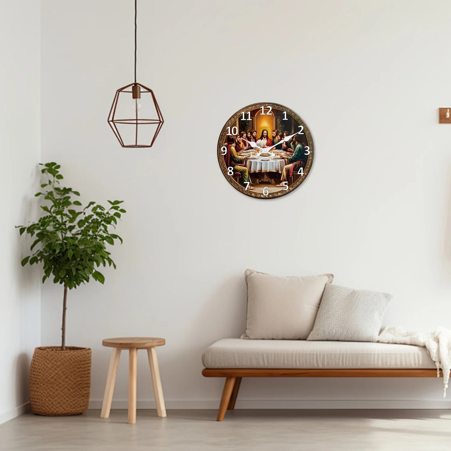 XMSJ Last Supper Wooden Wall Clock Analog Spiritual Decor