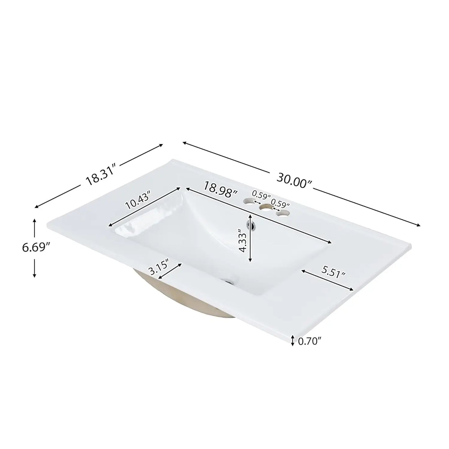 Modern Freestanding Bathroom Vanity With Ceramic Sink And Storage