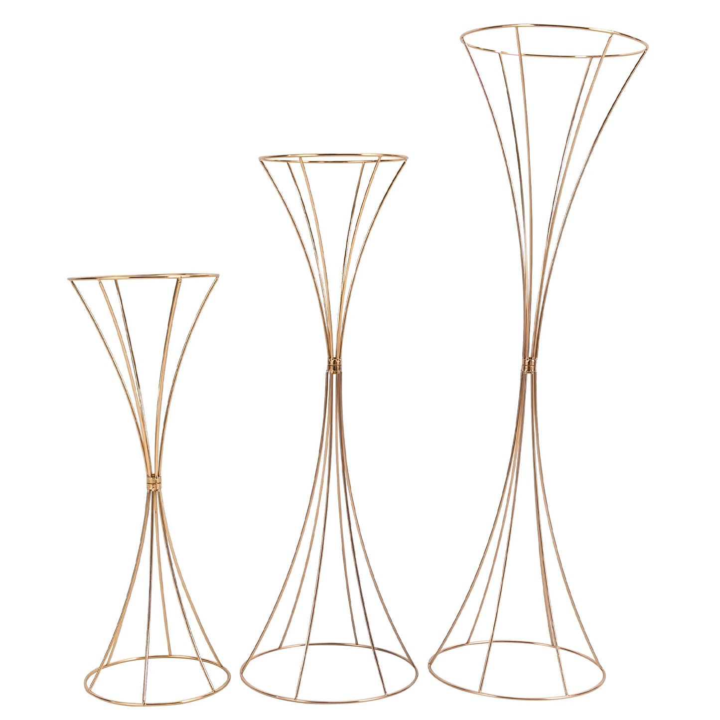 3-Piece Gold Flower Stand Set For Weddings Table Decor Prop