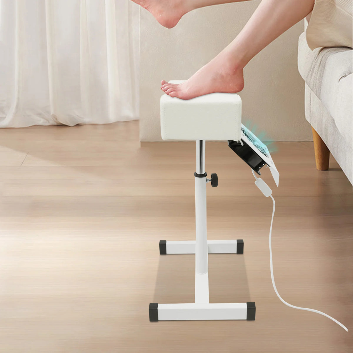 Bymaocar Height Adjustable Pedicure Stool With Dust Cleaning Fan
